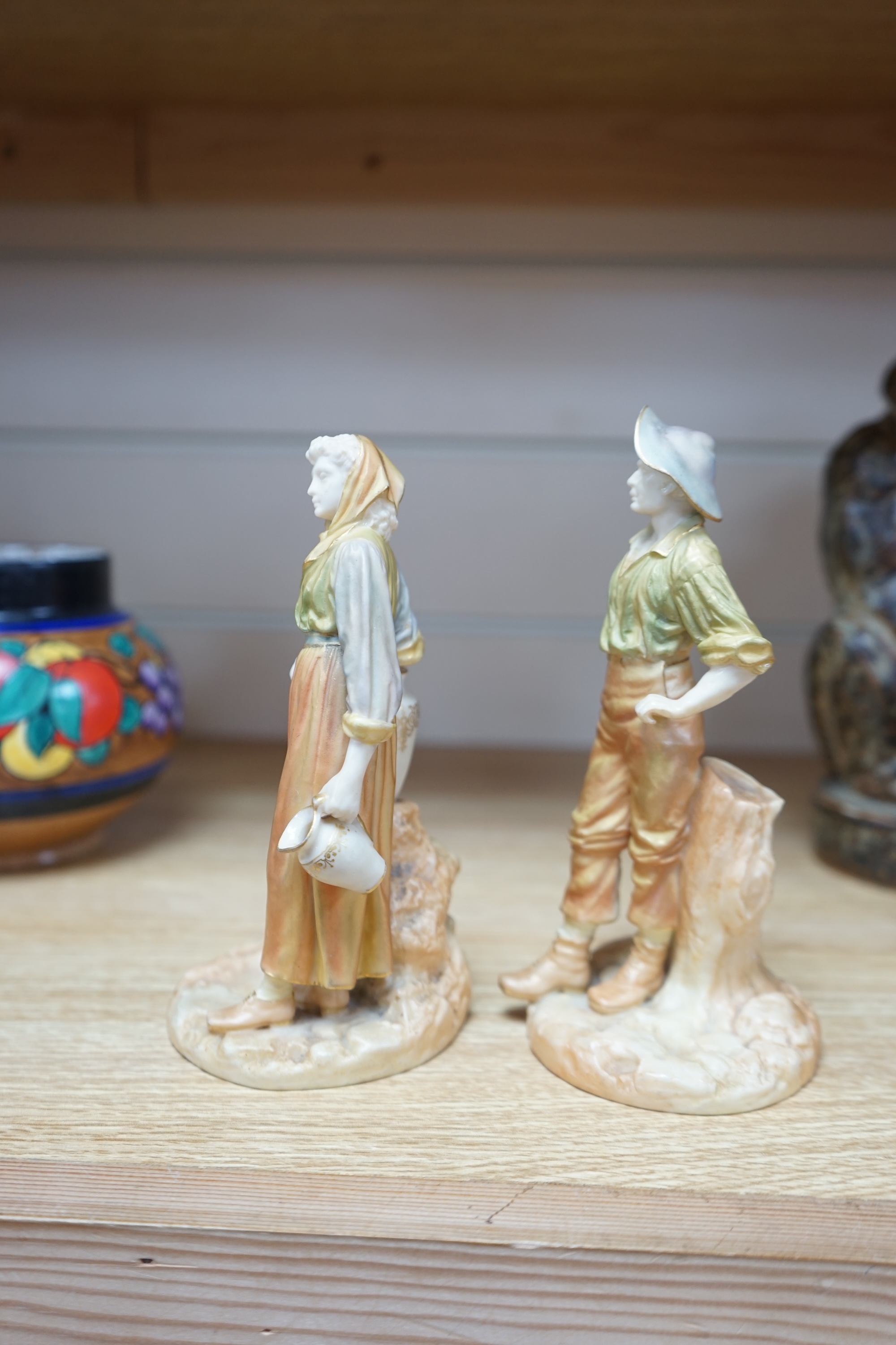 A pair of Worcester blush ivory figures, RN254532 & RN254531, 17cm high. Condition - good, minor wear